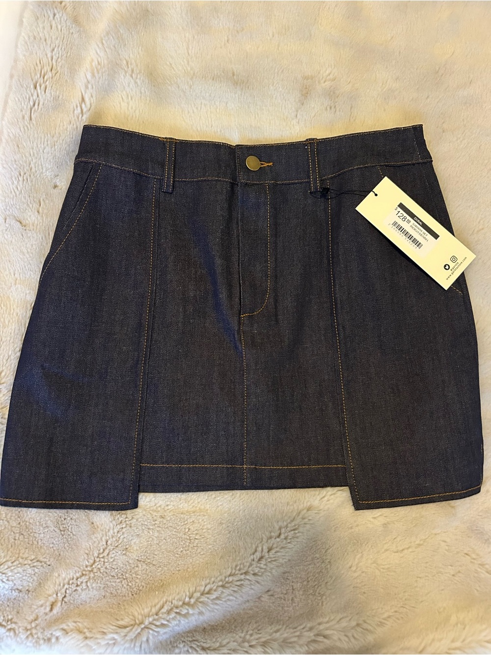 Dark Blue Denim Mini Skirt - Classic A-Line